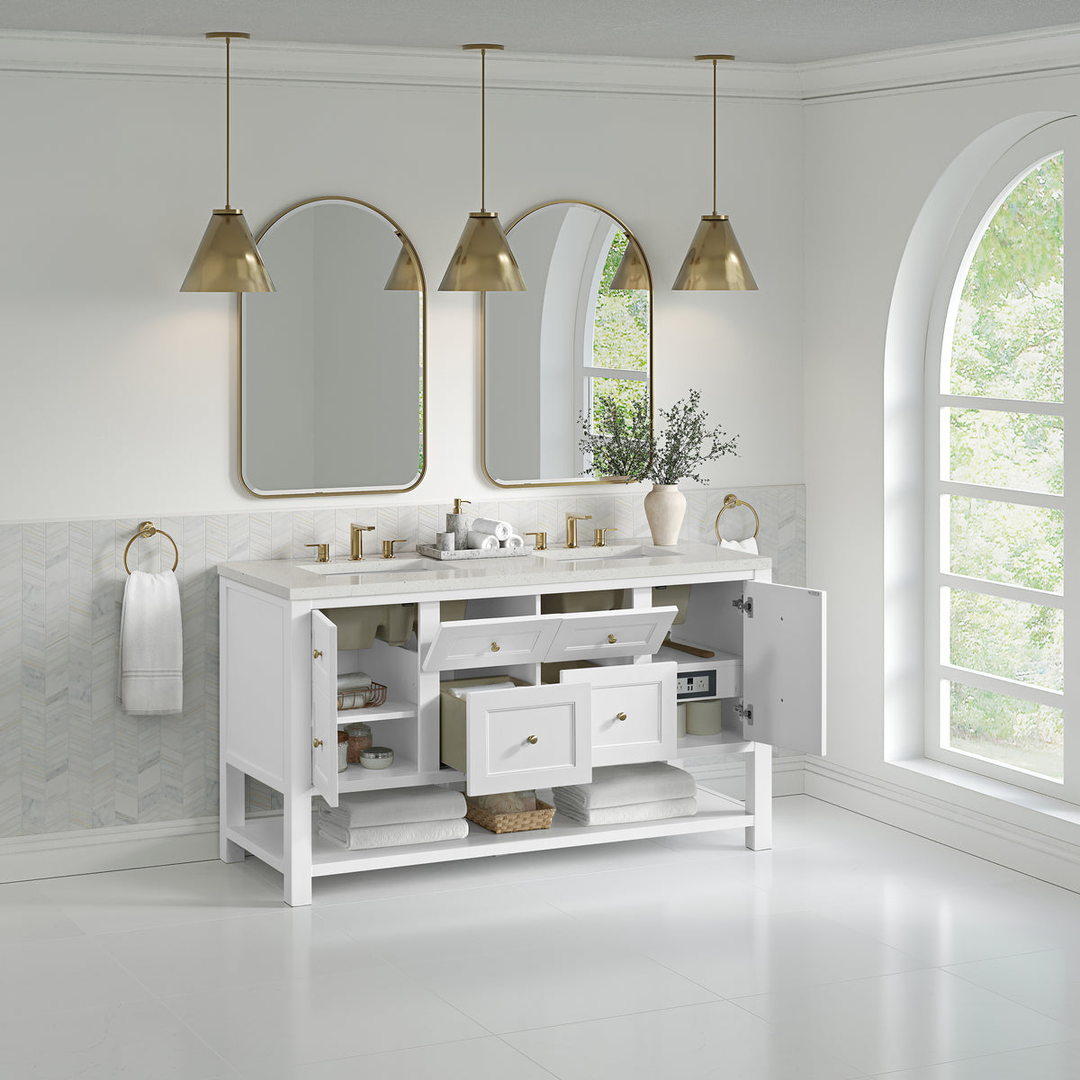 James Martin Breckenridge 60" Double Bathroom Vanity, Bright White, view 30