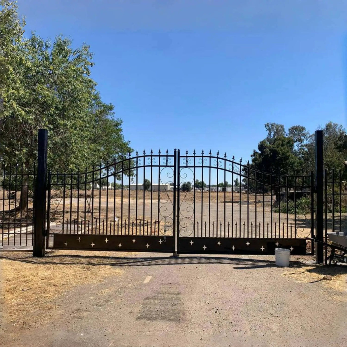 14x8 ft Steel Dual Swing Driveway Gate by Chery Industrial
