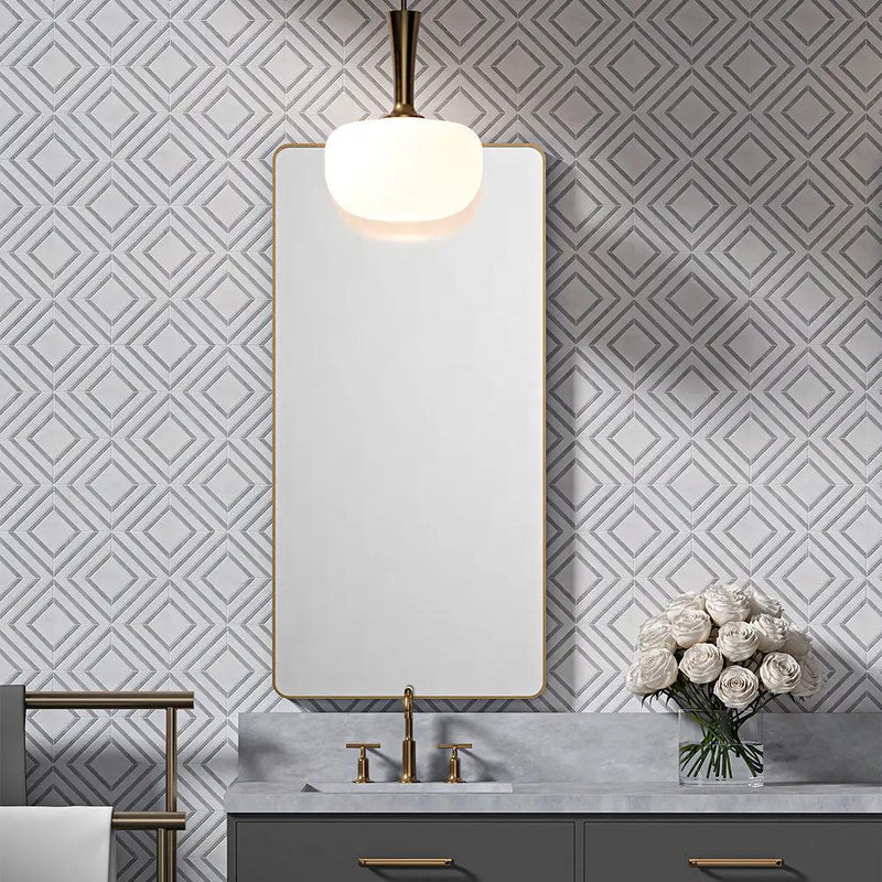 Bianco Dolomiti, Bardiglio Light Multi Finish Altair Marble Mosaics 9x11 1/4 room scene