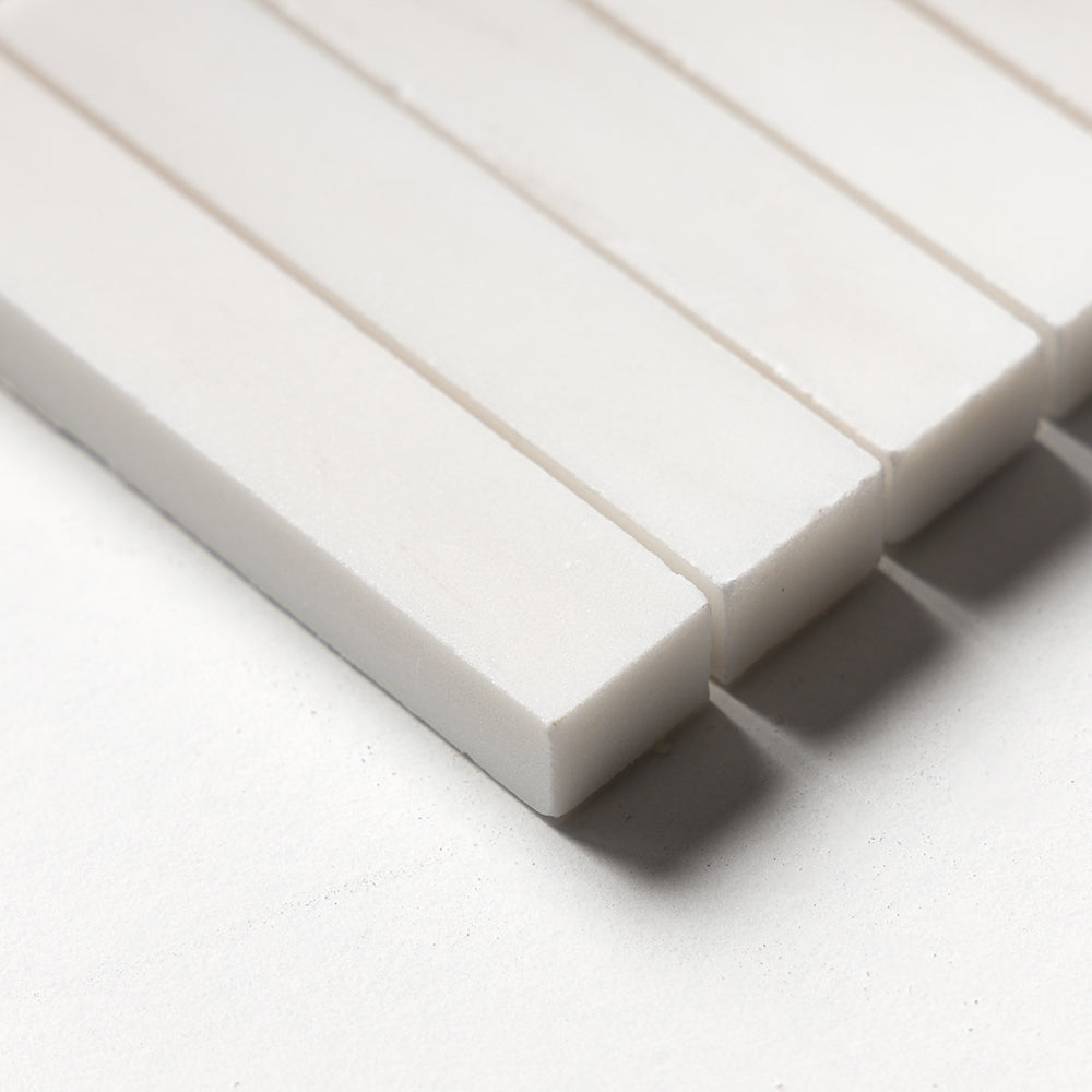 Bianco Dolomiti Honed 5/8x3 Marble Mosaics 12x12 Marble Honed 12x12 Mosaics — 4