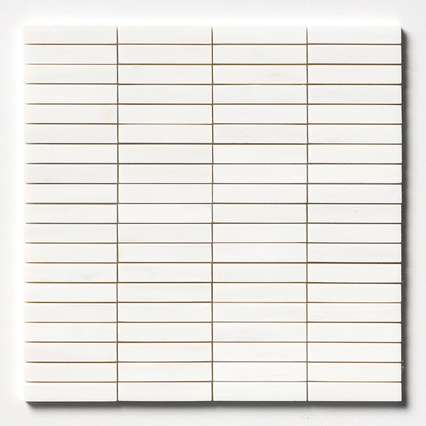 Bianco Dolomiti Honed 5/8x3 Marble Mosaics 12x12