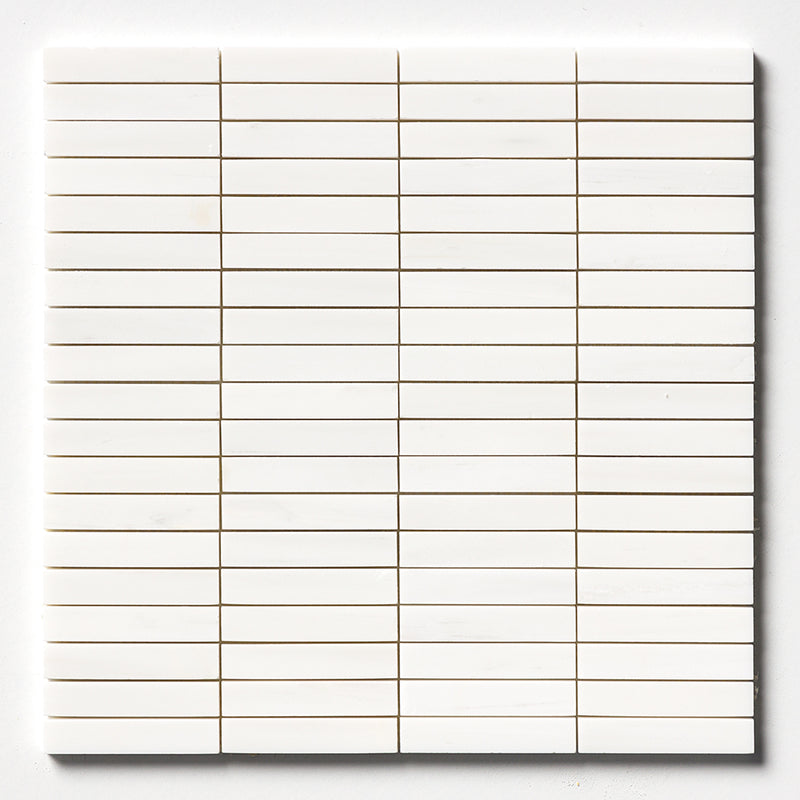 Bianco Dolomiti Honed 5/8x3 Marble Mosaics 12x12 Marble Honed 12x12 Mosaics
