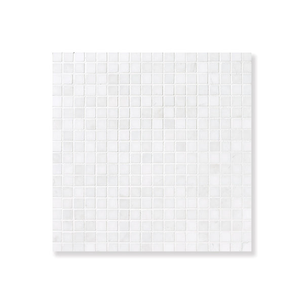 Bianco Dolomiti Honed Staggered Joint 5/8x5/8 Marble Mosaics 12x12