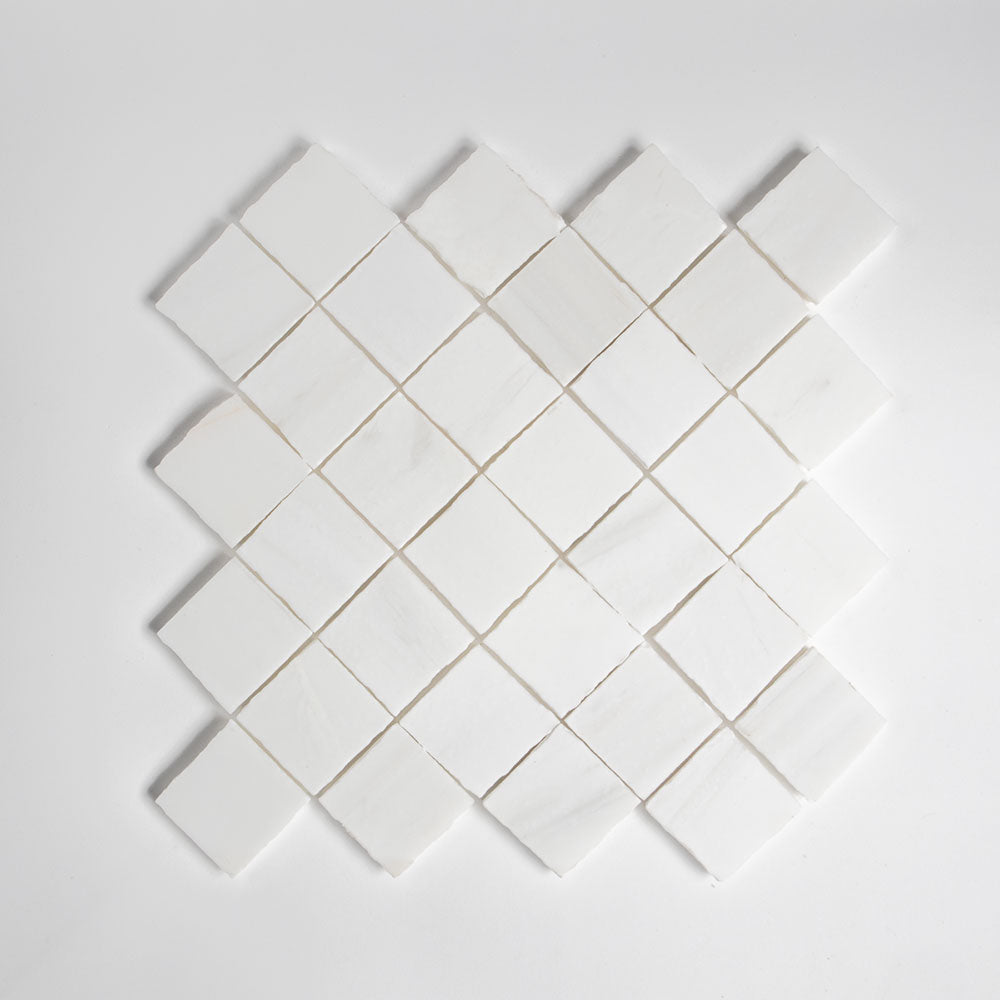 Bianco Dolomiti Honed Artesan Cut Marble Mosaics 12x12 Marble Honed 12x12 Mosaics