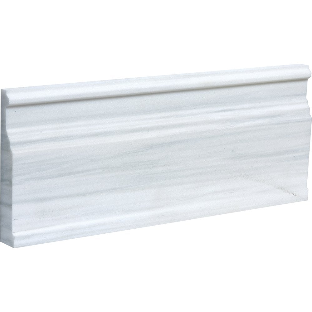 Bianco Dolomiti Honed Base Marble Moldings 5 1/16x12 Marble Honed 6x12 Moldings