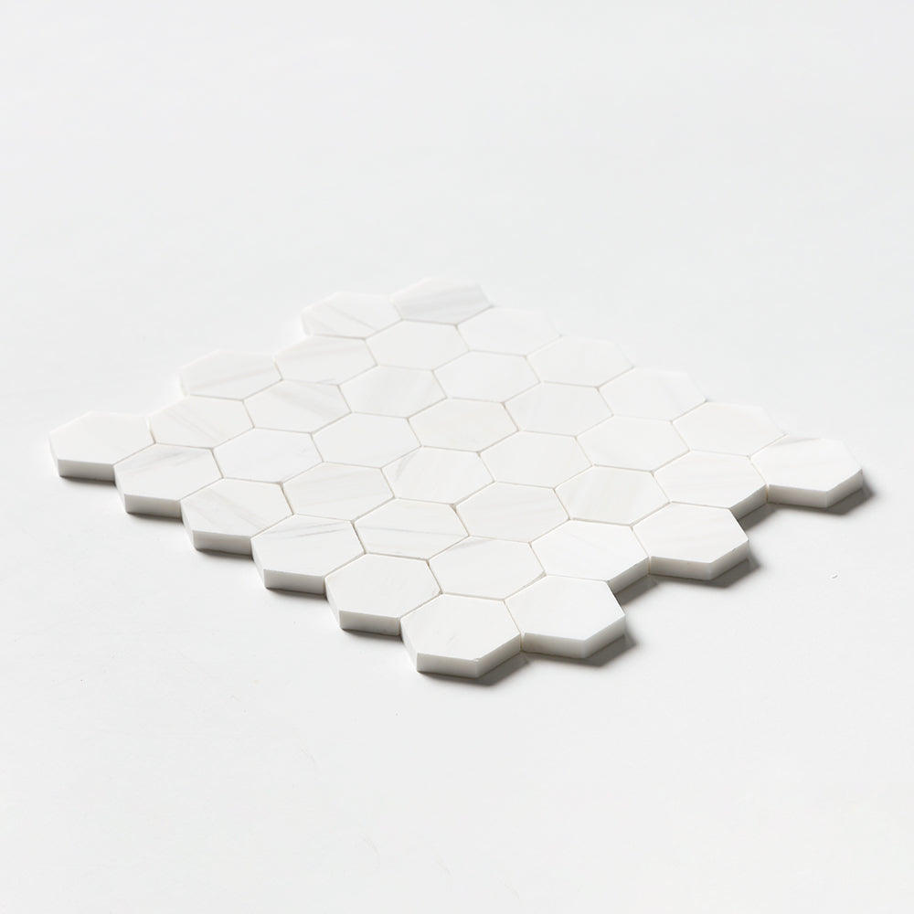 Bianco Dolomiti Honed Hexagon Marble Mosaics 10 3/8x12 Marble Honed 12x12 Mosaics — 1