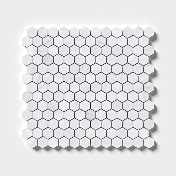 Bianco Dolomiti Honed Hexagon 1x1 Marble Mosaics 11 1/2x12 1/4