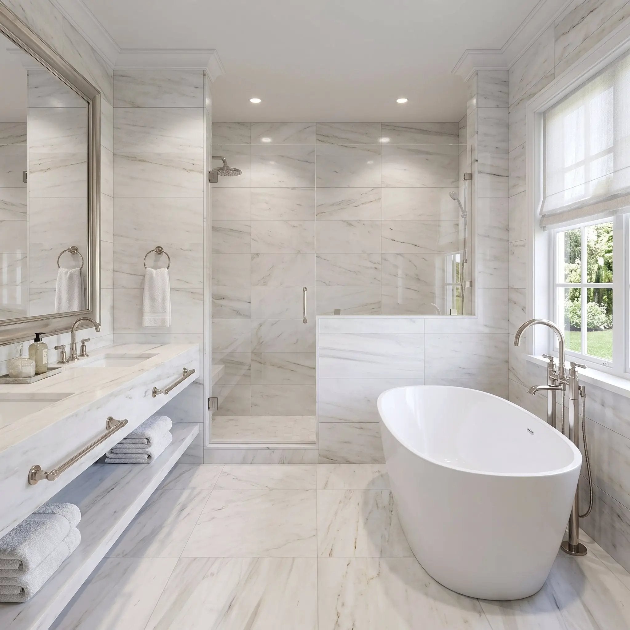 Bianco Dolomiti Honed Marble Tiles 12x24 by Stonetiledepot