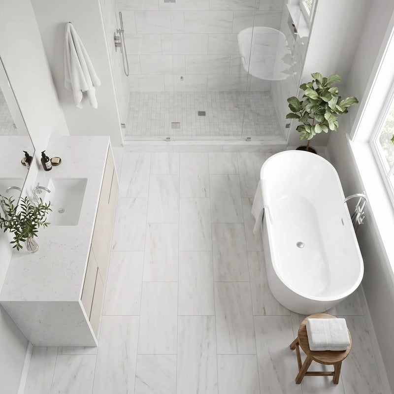 Bianco Dolomiti Honed Marble Tiles 12x24 by Stonetiledepot