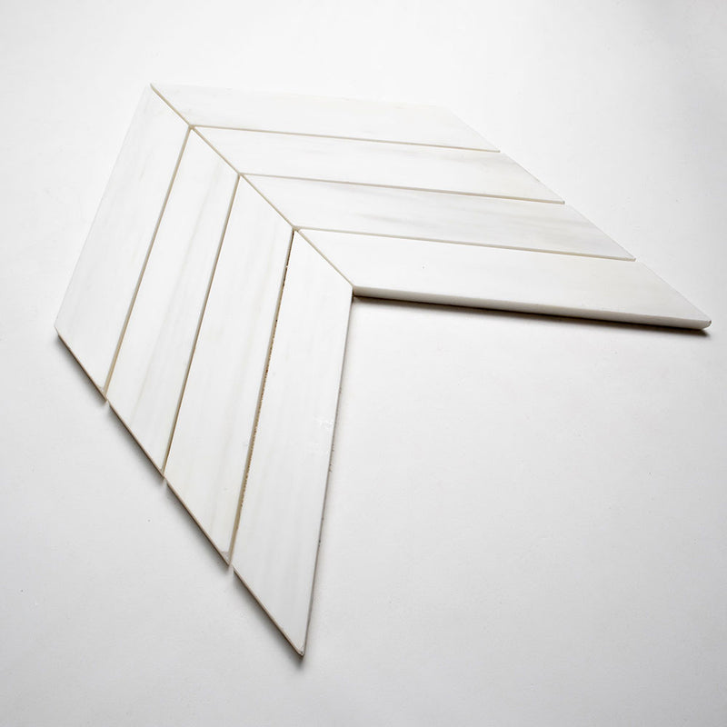 Bianco Dolomiti Honed Trapeze Marble Mosaics 10x13 Marble 14x14 Mosaics — 3