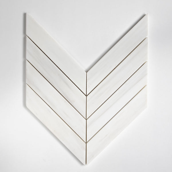 Bianco Dolomiti Honed Trapeze Marble Mosaics 10x13