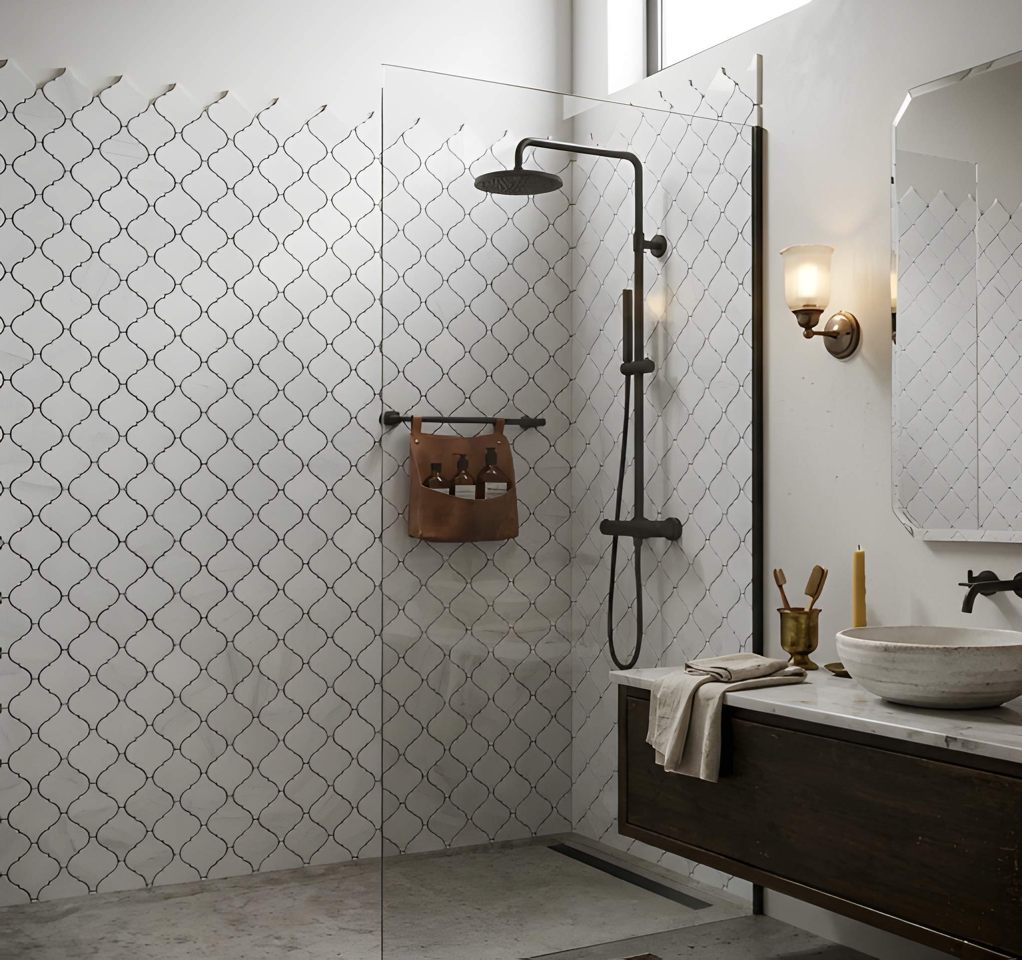 Bianco Dolomiti Polished Arabesque Marble Mosaics 12x12 Marble Polished 12x12 Mosaics — 2