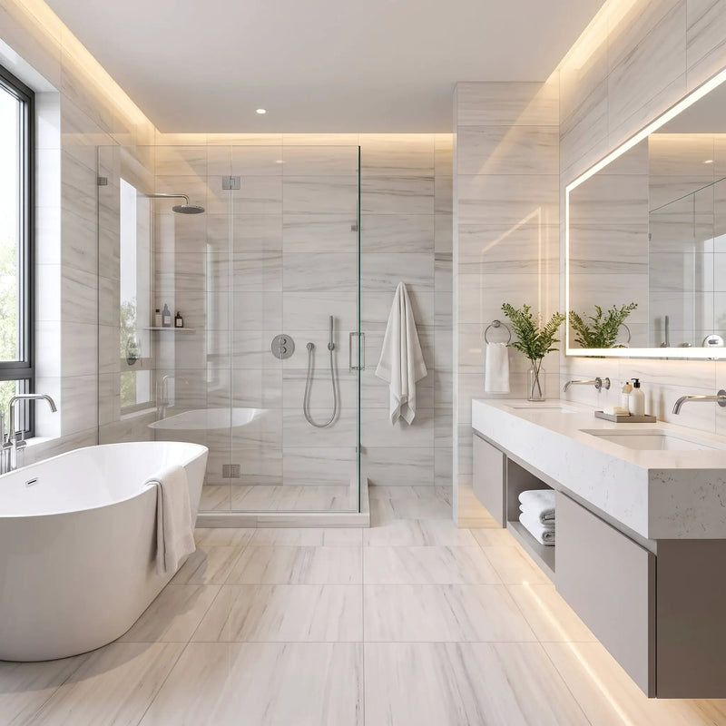 Bianco Dolomiti Polished Marble Tiles 12x24 by Stonetiledepot