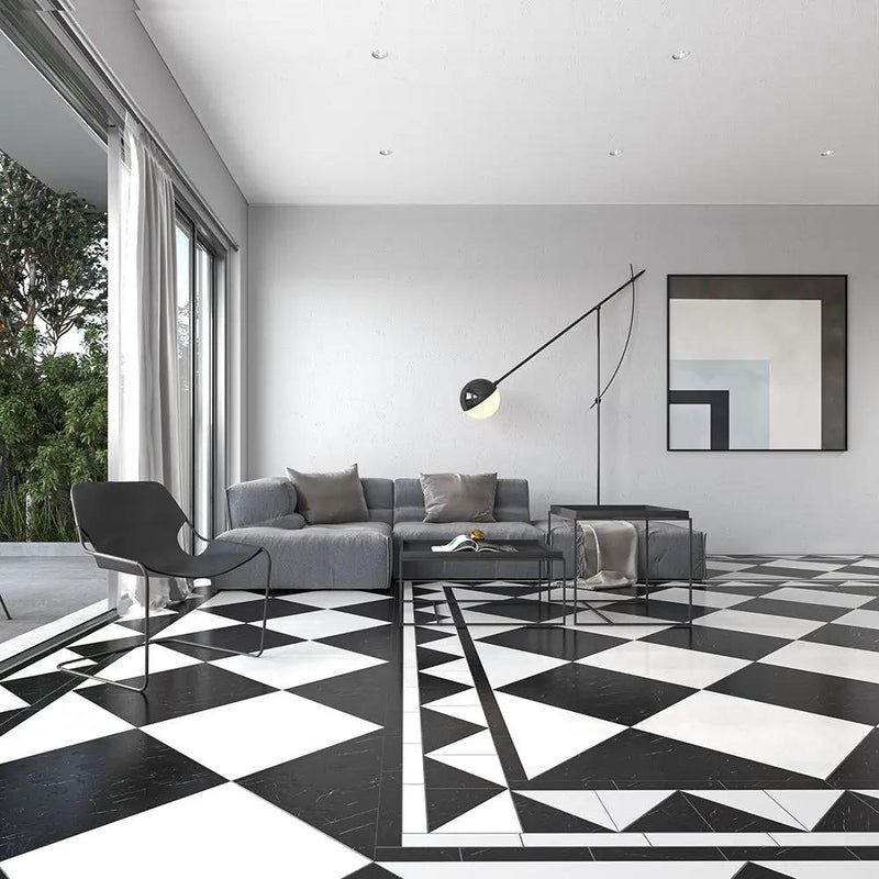 Bianco Dolomiti, Snow White Polished Marble Tiles 18x18 room scene