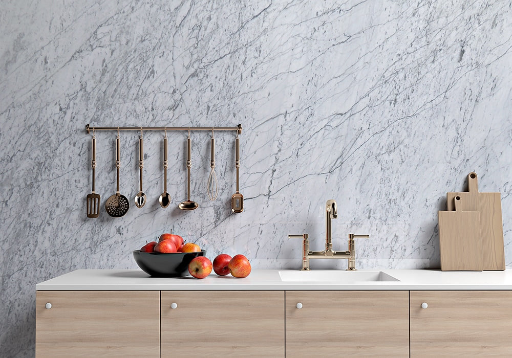 Bianco Gioia Polished Marble Slab Random room scene 2