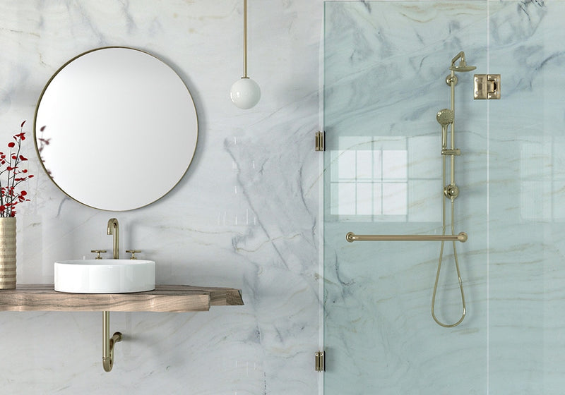 Bianco Lasa Vena Polished Marble Slab Random room scene 3