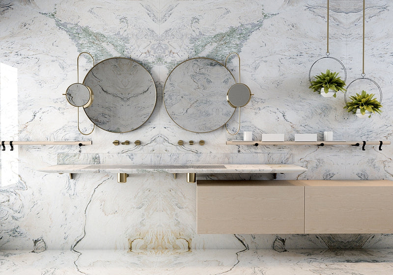 Bianco Raffaello Polished Marble Slab Random room scene