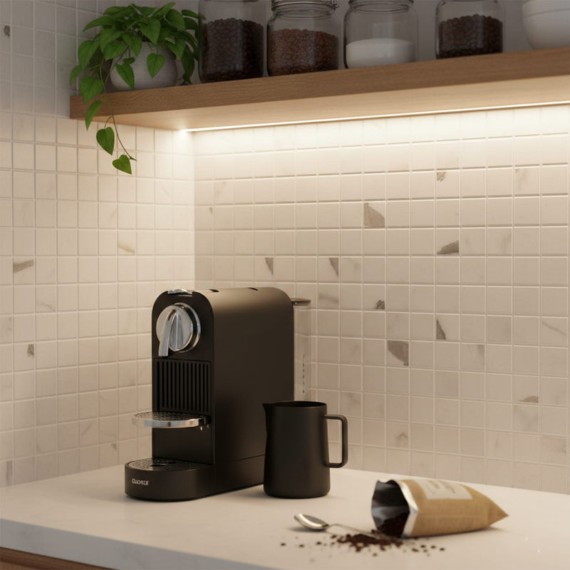Bianco Statuario Gloss 1x1 Marble Look Porcelain Mosaics 12x12 Porcelain Gloss 12x12 Mosaics — 2