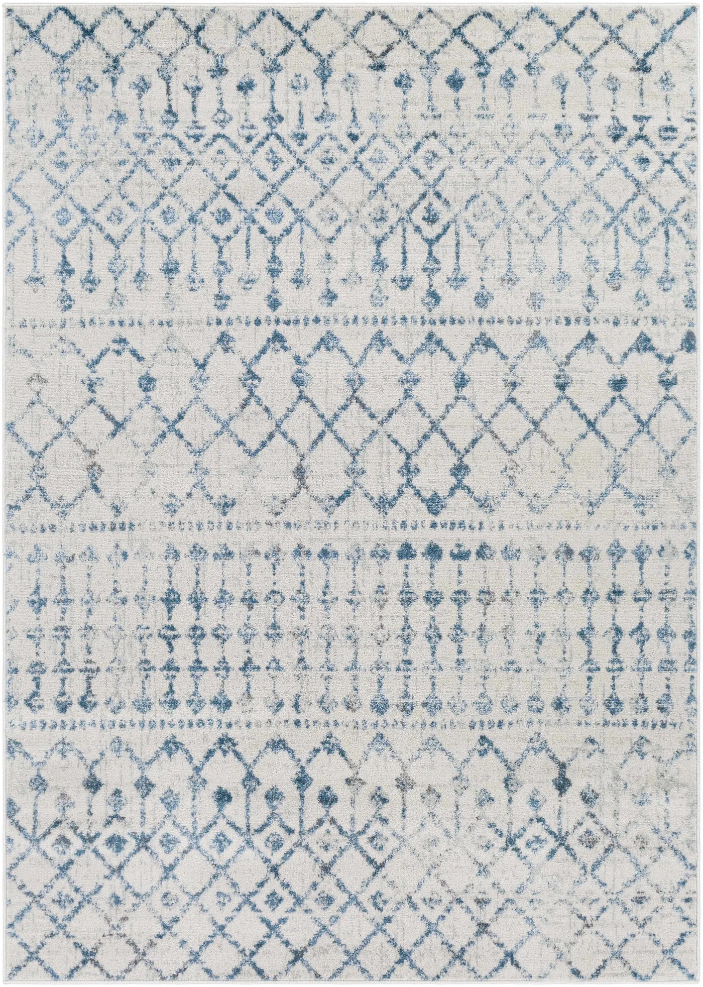 Binabalian Blue&White Tribal Area Carpet - Clearance by Boutique Rugs
