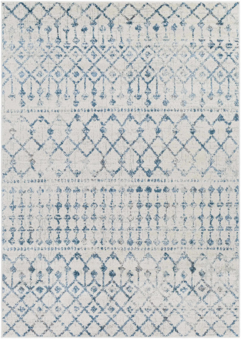 Binabalian Blue&White Tribal Area Carpet - Clearance by Boutique Rugs