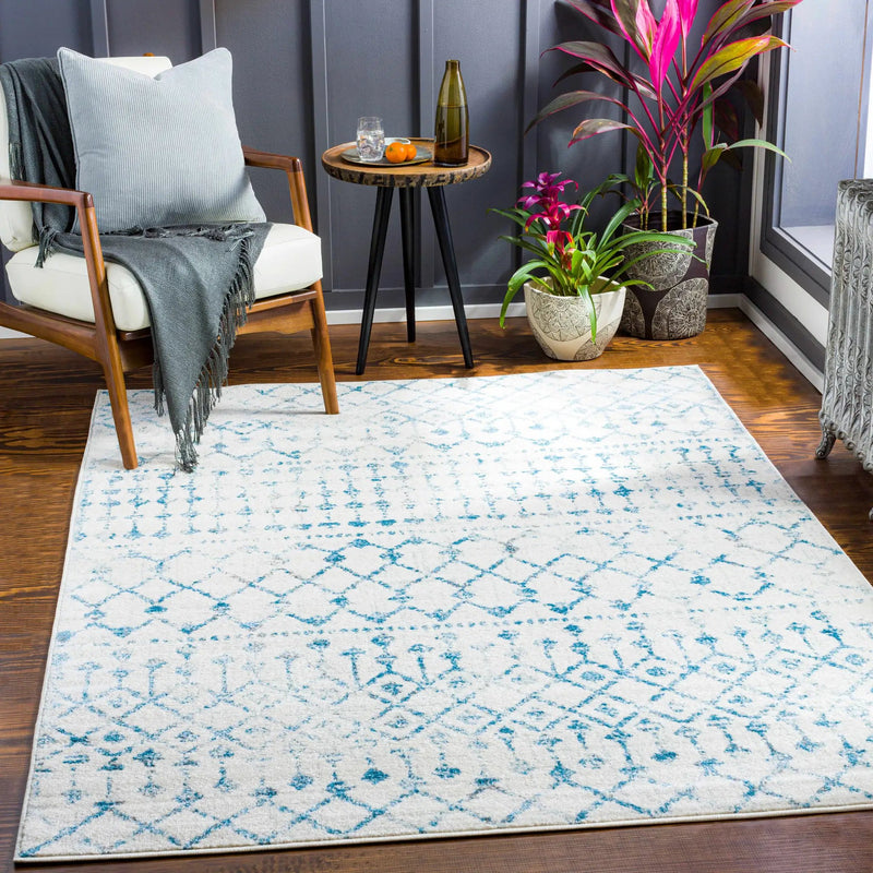 Binabalian Blue&White Tribal Area Carpet - Clearance by Boutique Rugs