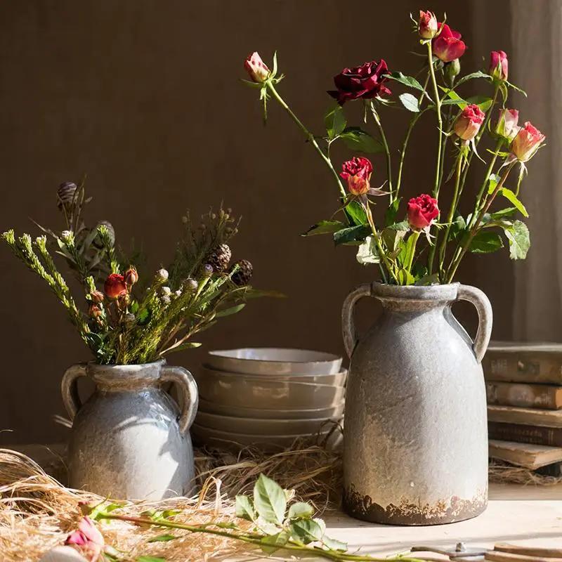 Binglie Glazed Pottery Vase with Handles by RusticReach