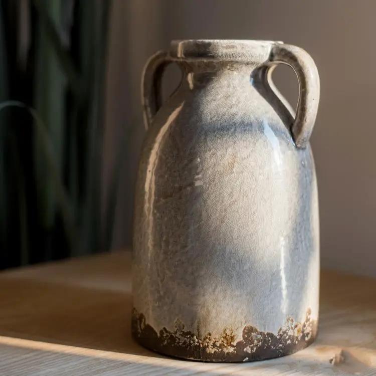 Binglie Glazed Pottery Vase with Handles by RusticReach