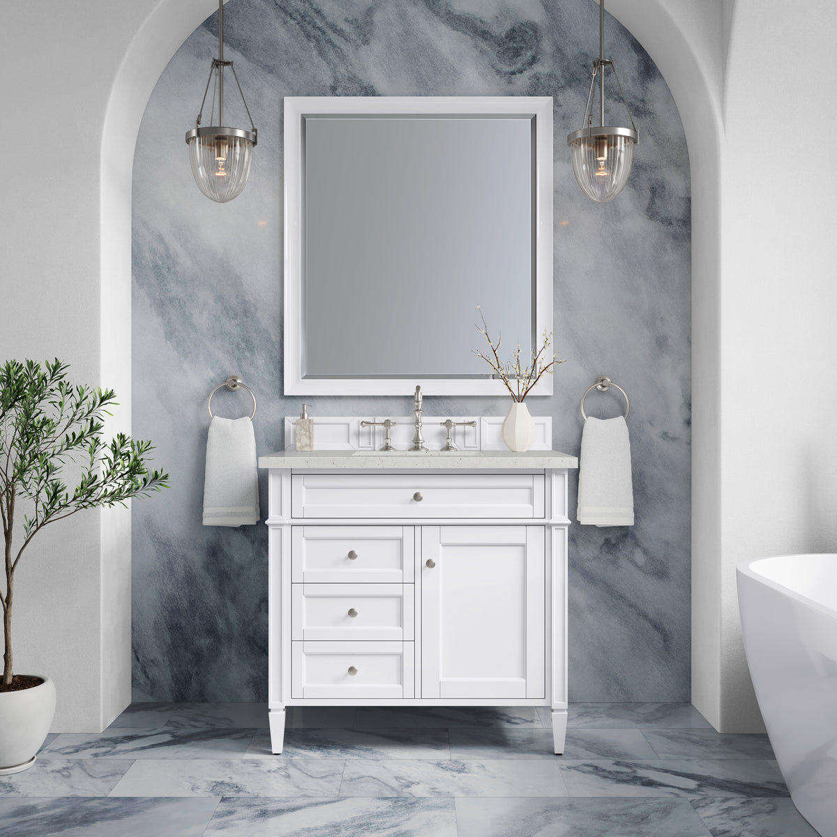 James Martin Brittany 36" Single Bathroom Vanity, Bright White, view 15