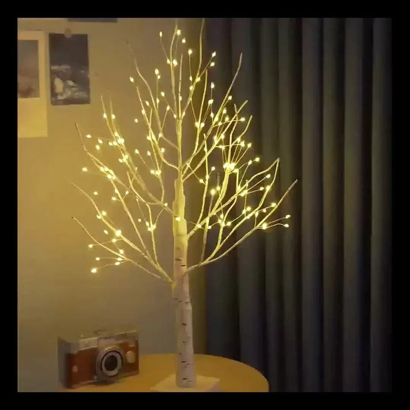 Birch Tree LED Lights 4-Pack, Battery Operated Wooden String Lights by House Of Avana