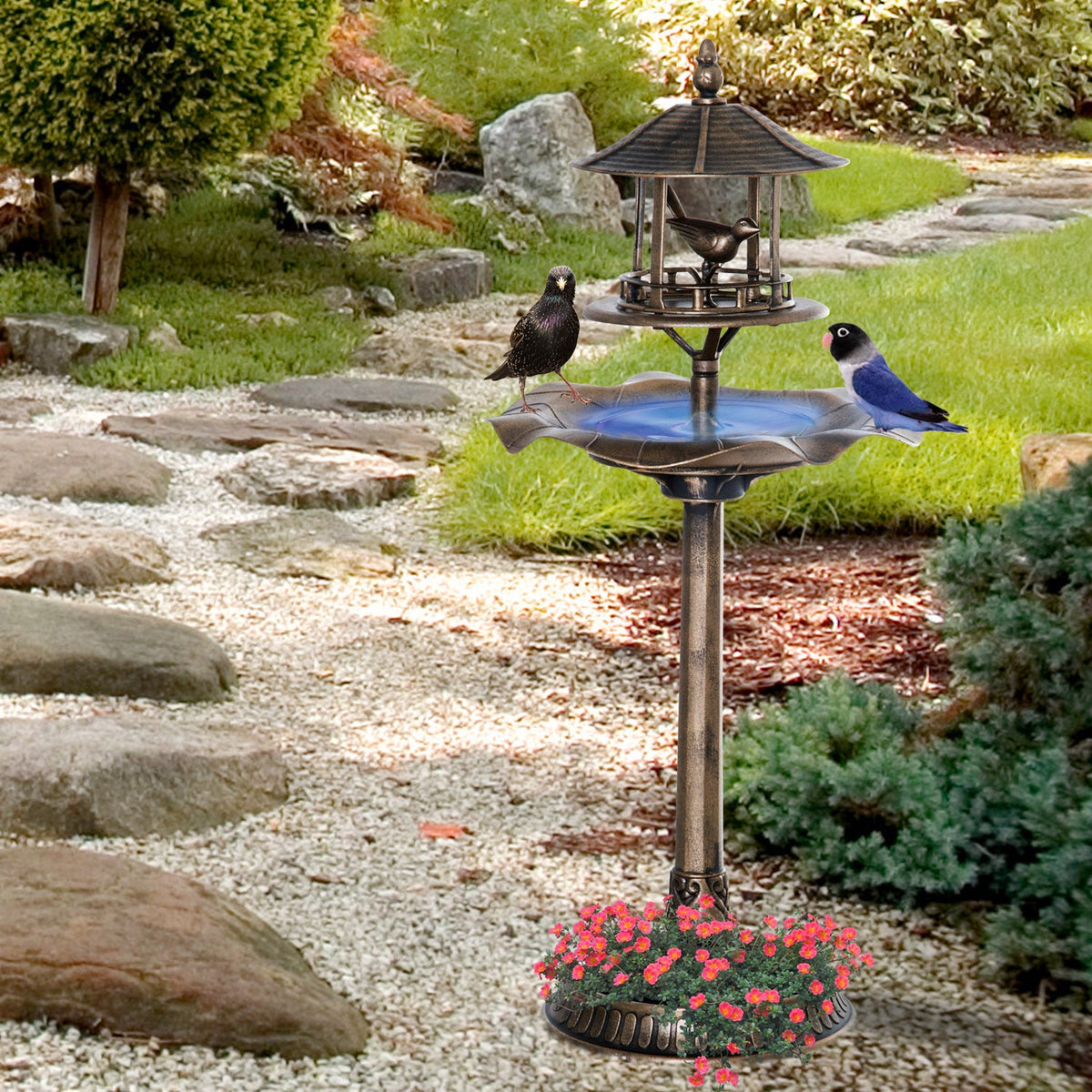 Resin Tall Bird Bath Feeder and Planter 44 Inch, photo 2 of 9