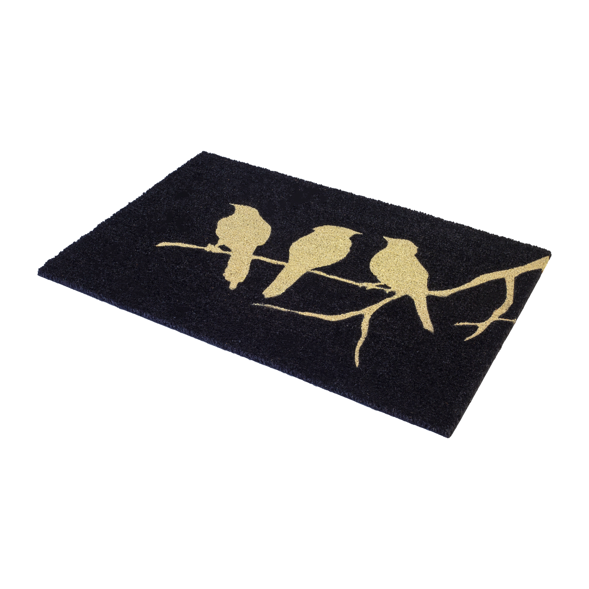 Birds On Branch - Black Coir Doormat by Fab Habitat