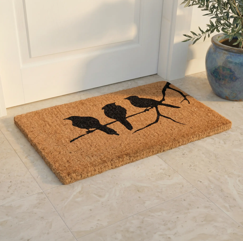 Birds On Branch - Natural Coir Doormat by Fab Habitat