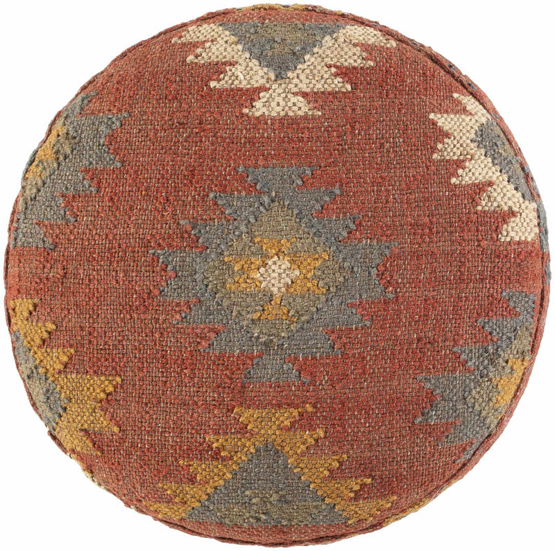 Brick Red Wood Frame Ottoman Stool by Boutique Rugs