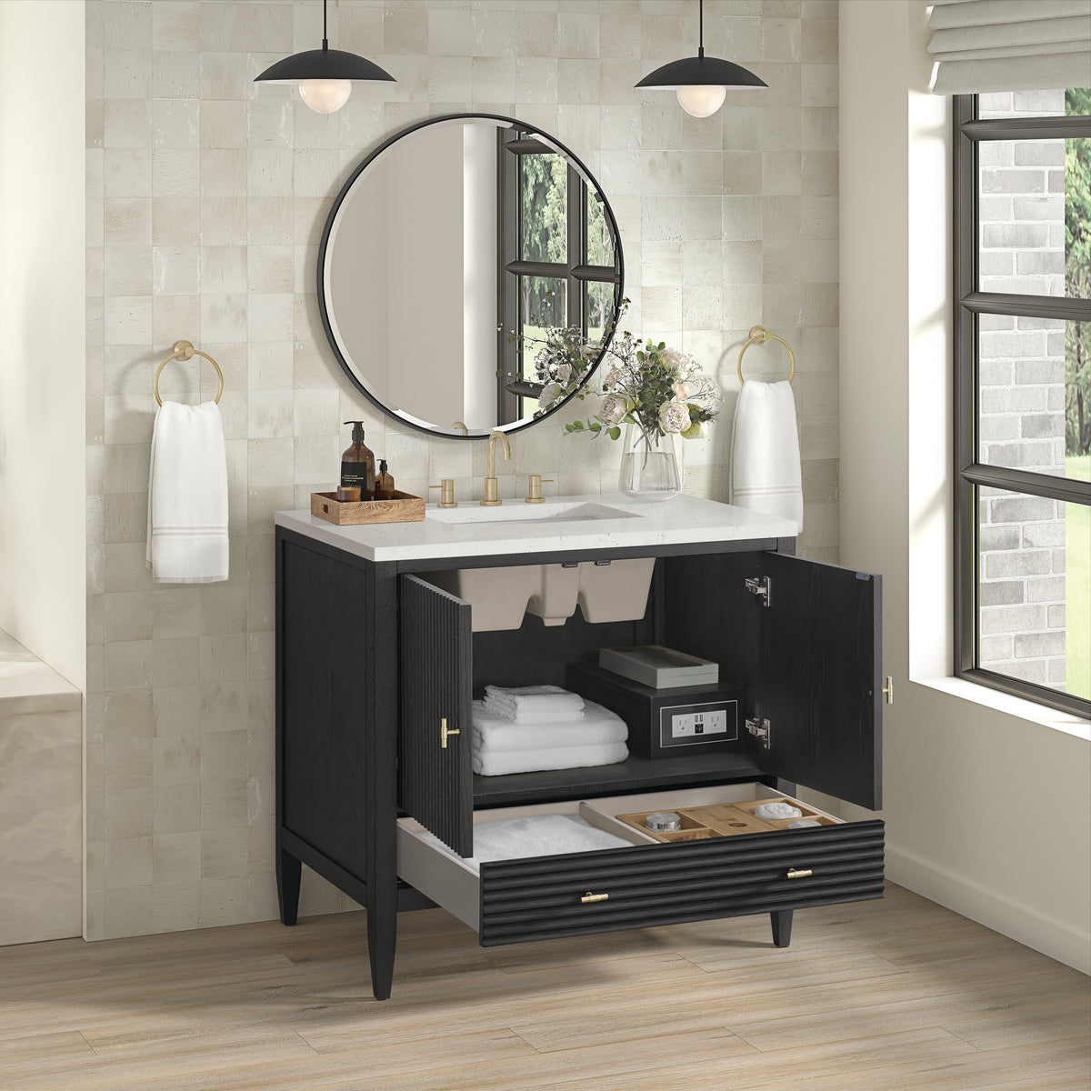James Martin Myrrin 36" Single Bathroom Vanity, Carbon Oak, view 33