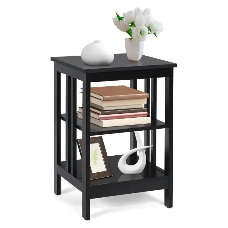 3-Tier Nightstand Sofa Side Table with Baffles and Round Corners by DirectDeals