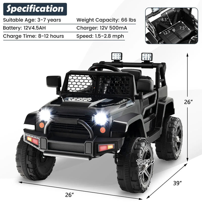 12V Kids Ride On Truck with Remote Control and Headlights by DirectDeals