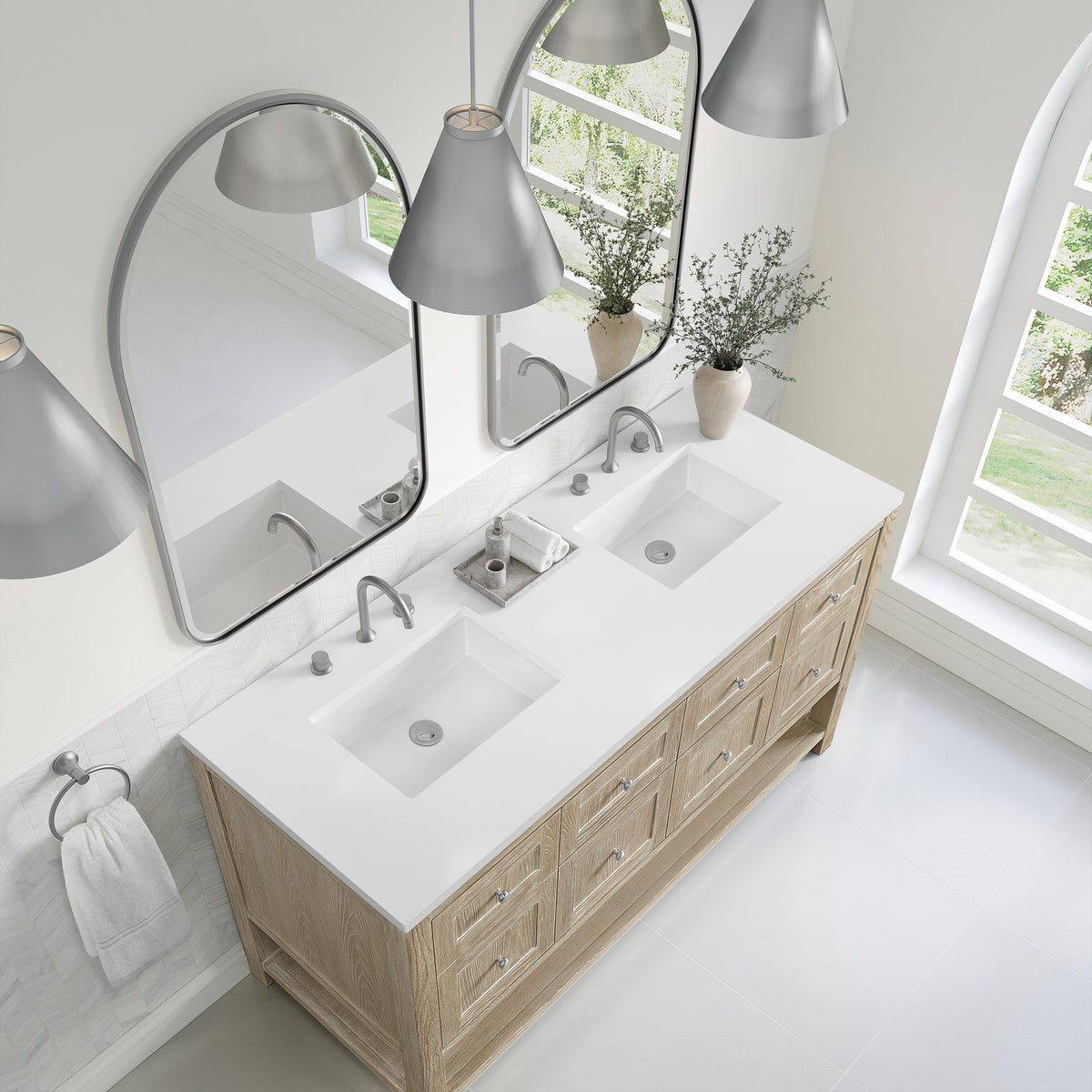 James Martin Breckenridge 60" Double Bathroom Vanity, Whitewashed Oak, view 35