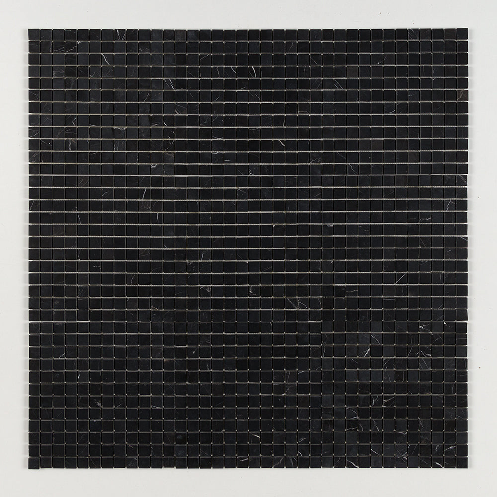 Black Honed 1x1 Marble Mosaics 12x12 Marble Honed 12x12 Mosaics — 1