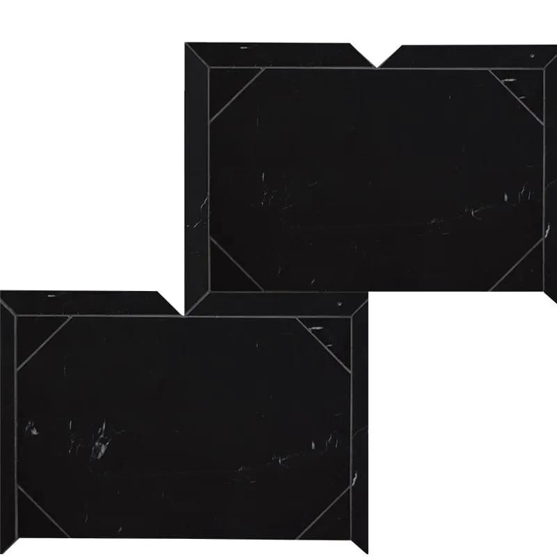 Black Honed Desing Bm 103 Waterjet Marble Mosaics 12 1/4x16 3/16