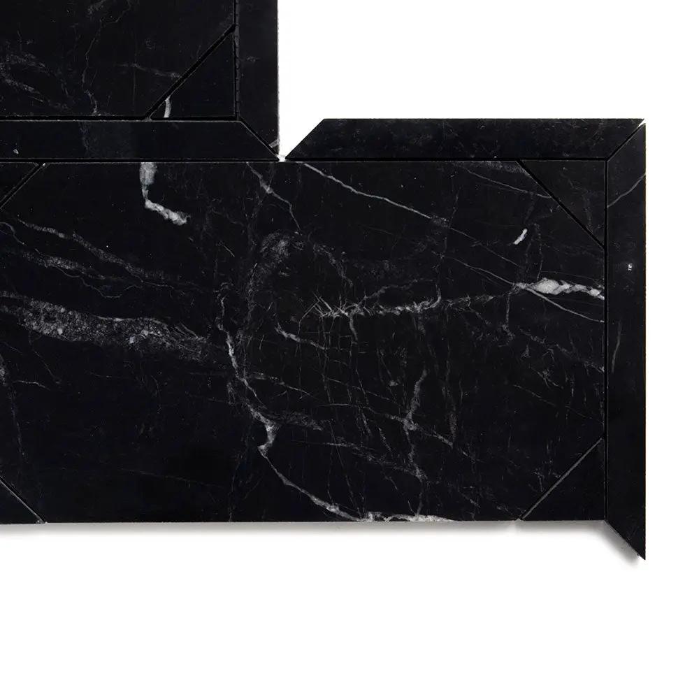 Black Honed French Marble Mosaic Tiles 12x15