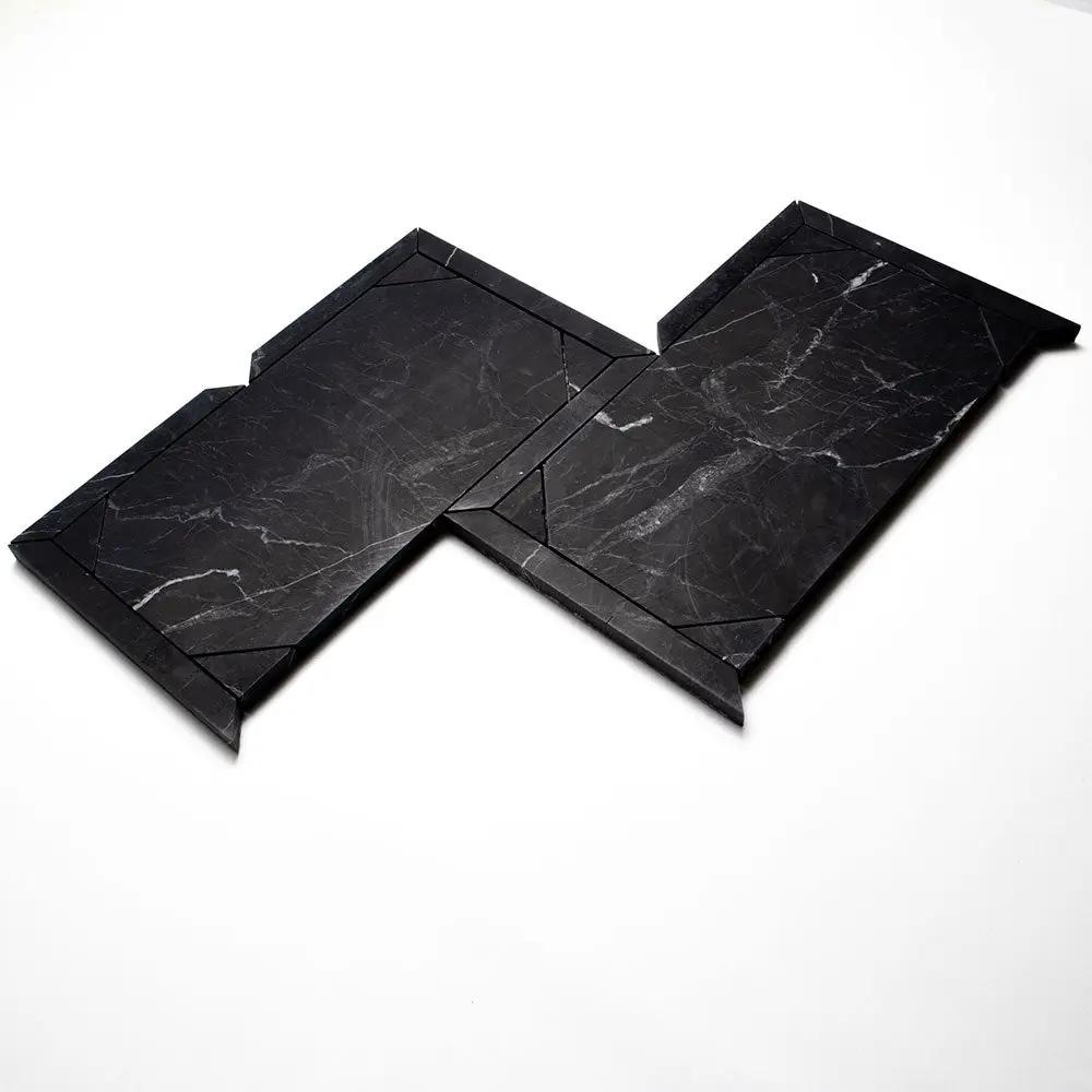 Black Honed French Marble Mosaic Tiles 12x15
