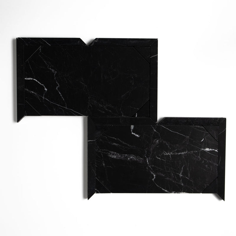 Black Honed French Interlock Marble Mosaics 12 1/4x15 7/8 Marble 18x18 Mosaics