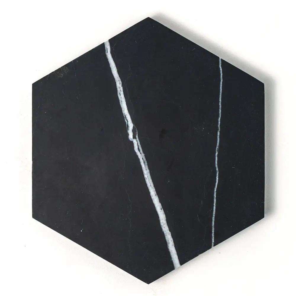 Black Honed Hexagon Marble Tiles 5 25/32x5
