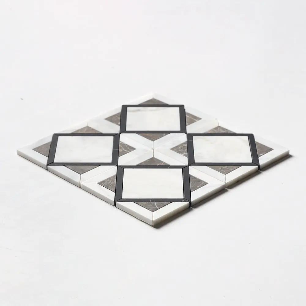 Black Honed Kent Marble Mosaics 13 9/16x13 9/16 by Stonetiledepot