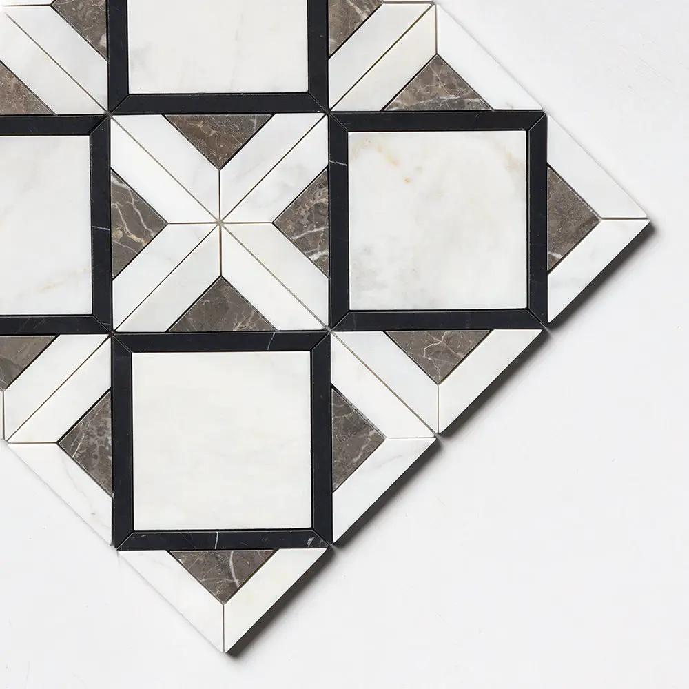 Black Honed Kent Marble Mosaics 13 9/16x13 9/16 by Stonetiledepot