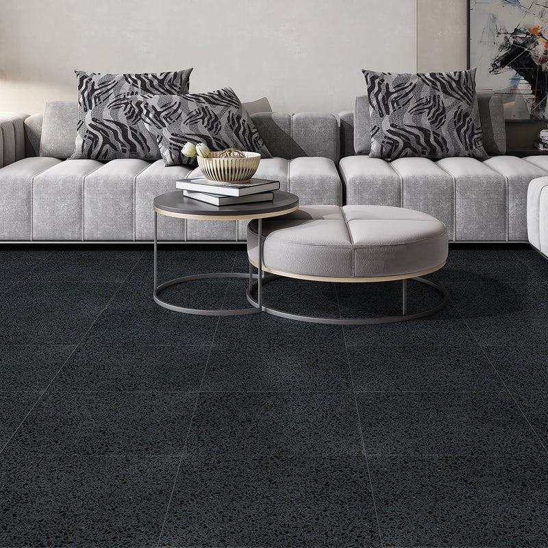 Black Honed Terrazzo Tiles 15 3/4x15 3/4 Terrazzo Honed 18x18 Tiles — 2