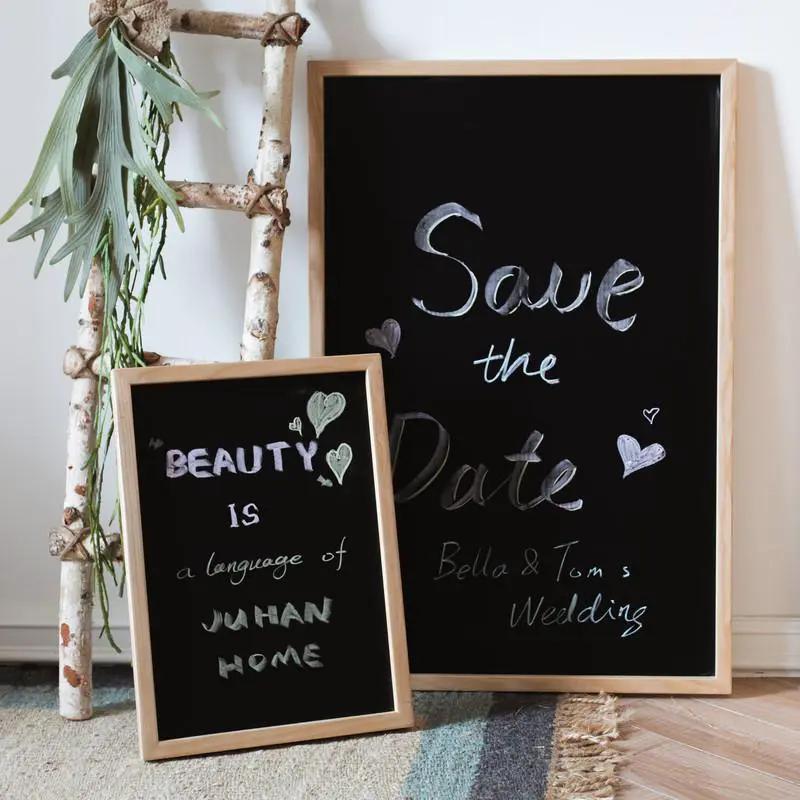 Black Magnetic Chalk Board with Solid Wood Frame by RusticReach