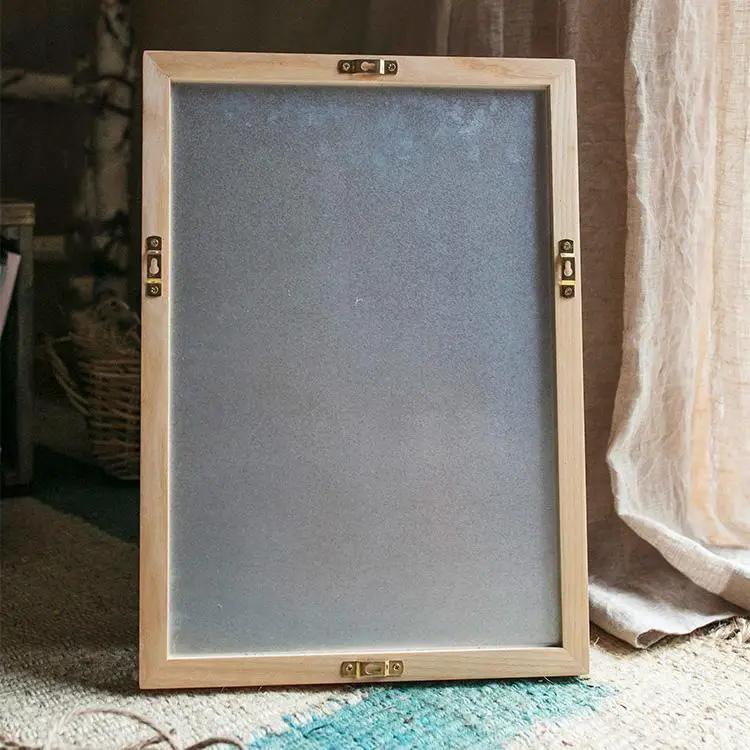 Black Magnetic Chalk Board with Solid Wood Frame by RusticReach