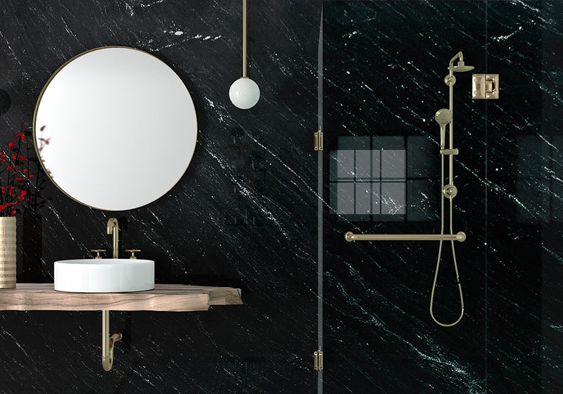 Black Ocean Polished Granite Slab Random room scene 3