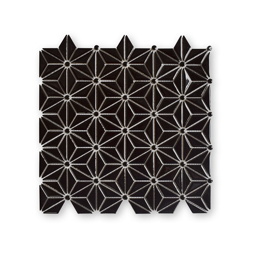 Black Pearl Glossy Triangle Colore Look Ceramic Mosaics 12x12 Ceramic Glossy 12x12 Mosaics